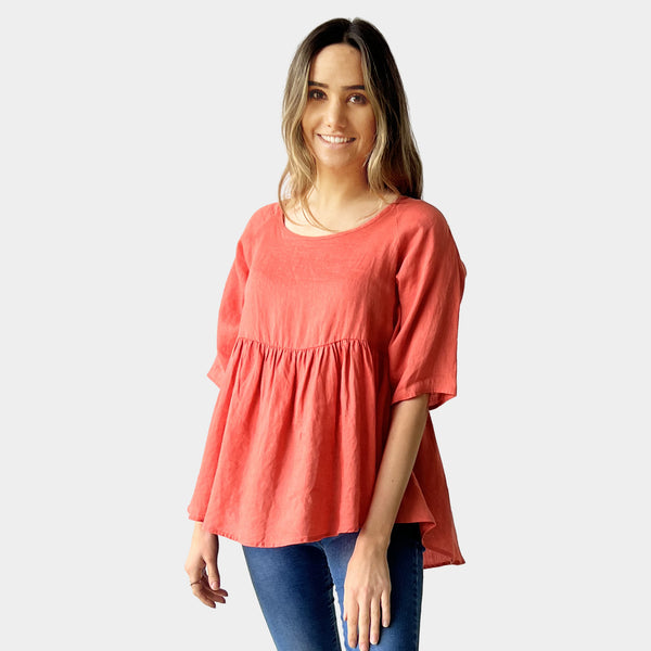 AM01122 100%LINEN TOP