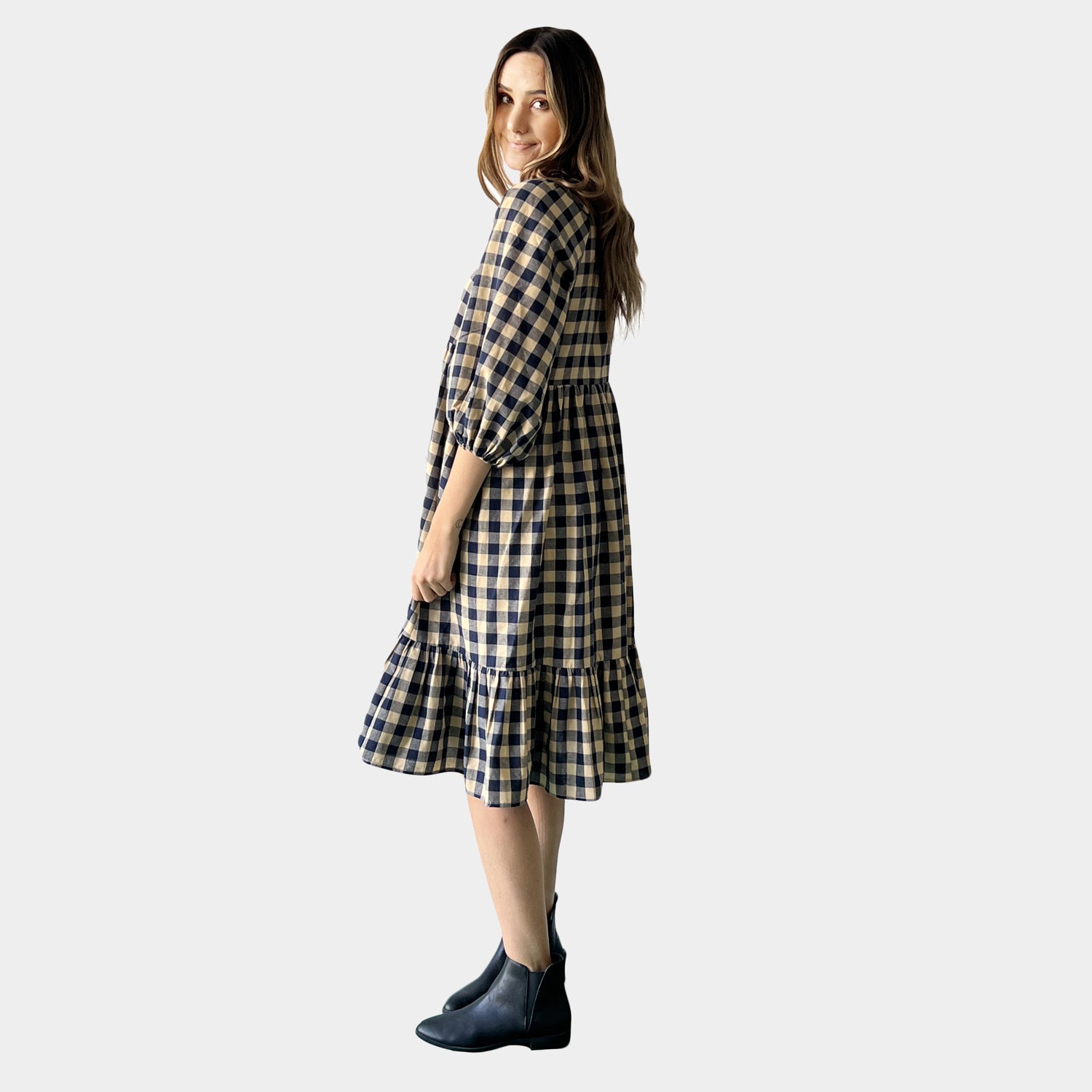 AM02319 GINGHAM WITH LINING DRESS