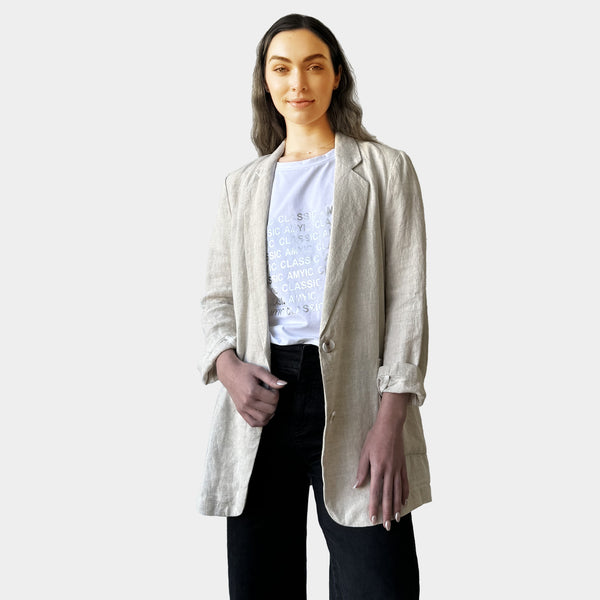 AM02346 100%LINEN CASUAL BLAZER