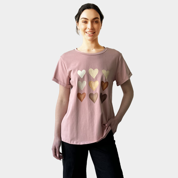 AM022199  NINE HEART PRINT TEE