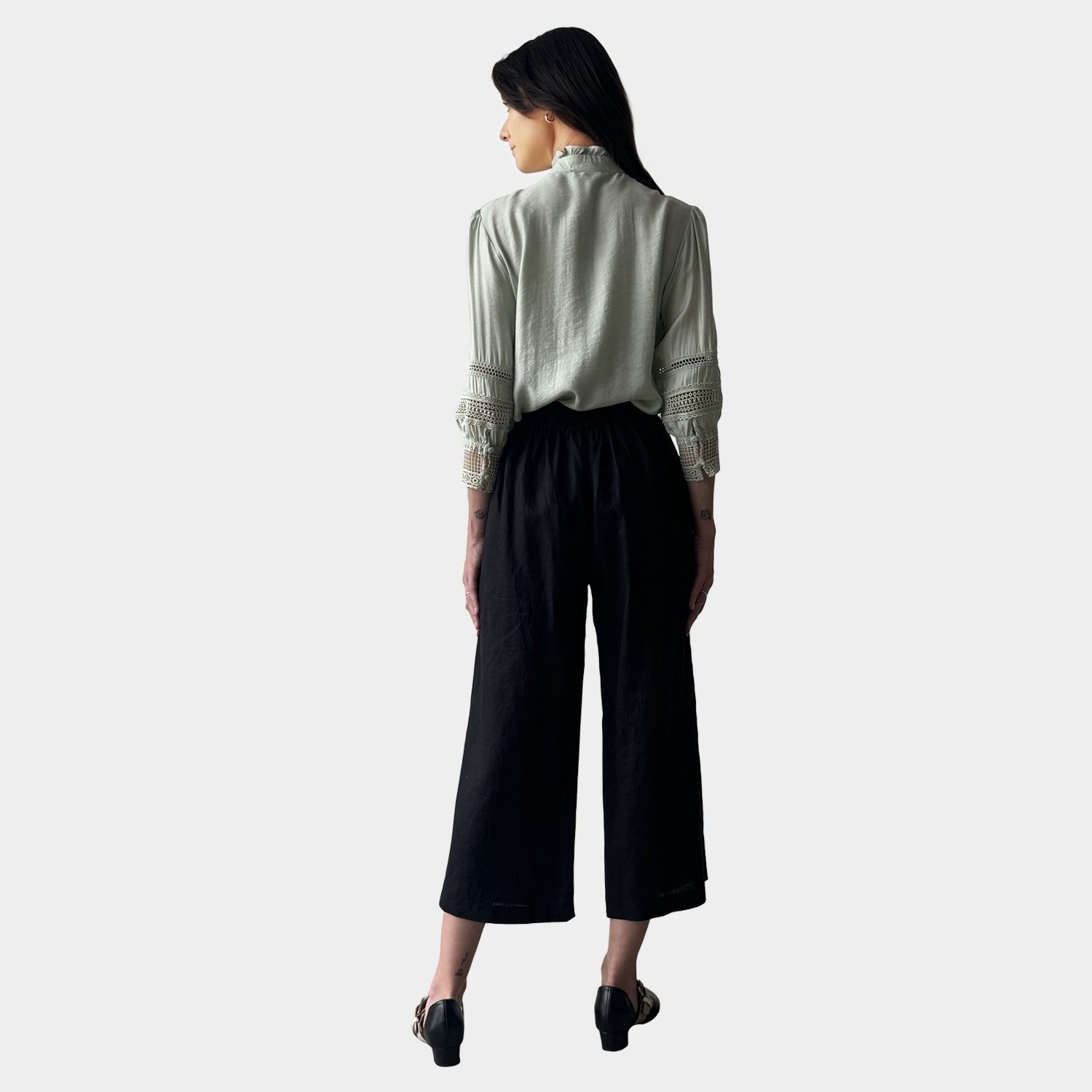 AM02377 100%LINEN CROPPED PANTS