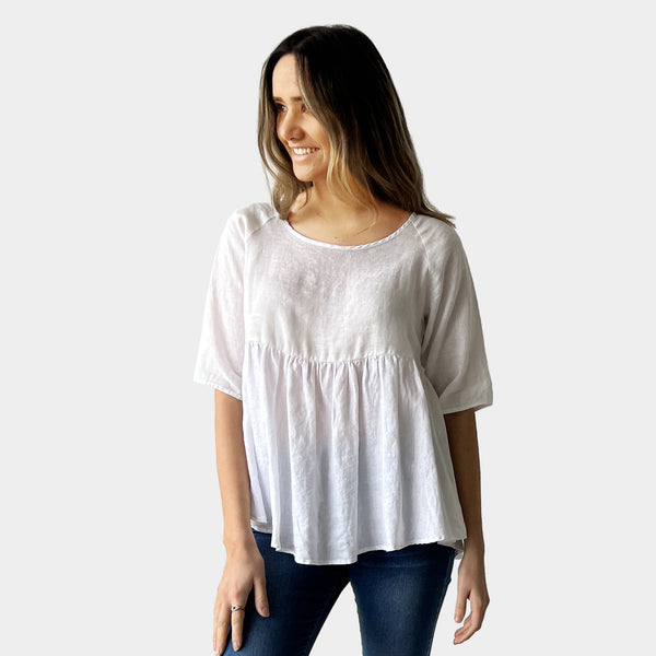 AM01122 100%LINEN TOP