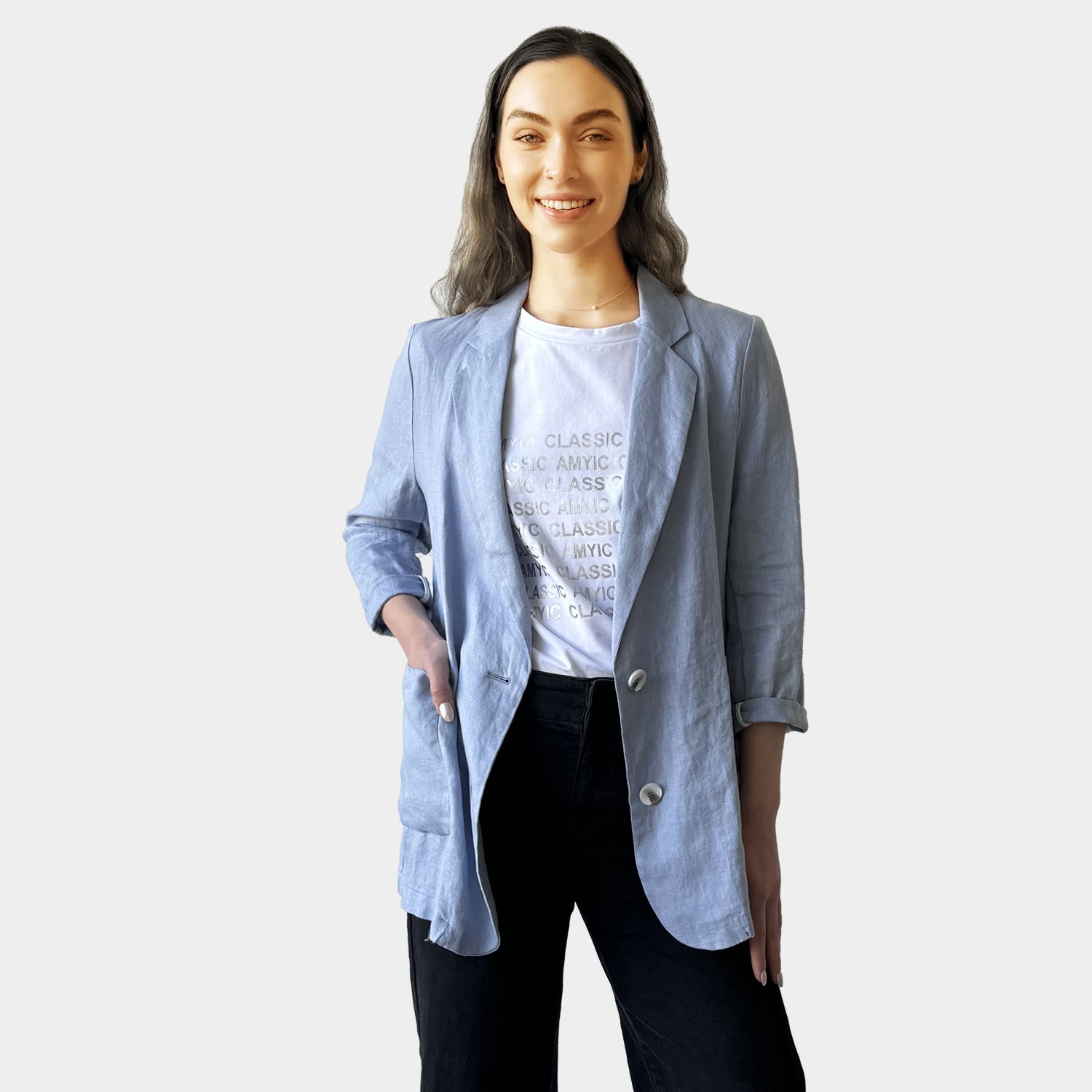 AM02346 100%LINEN CASUAL BLAZER