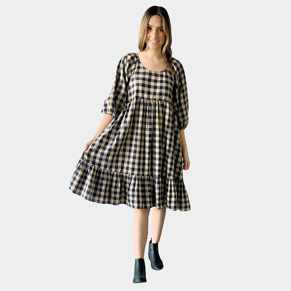 AM02319 GINGHAM WITH LINING DRESS