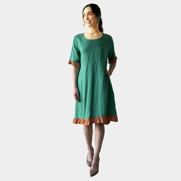 AM0225 FUNKY MIX 100%LINEN DRESS