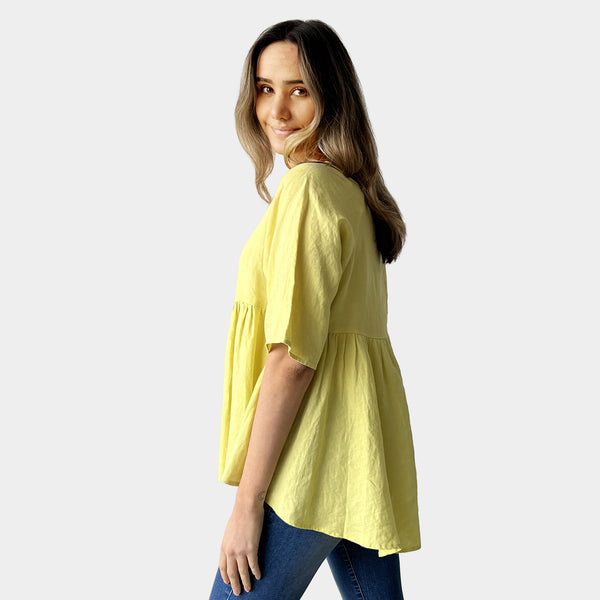 AM01122 100%LINEN TOP