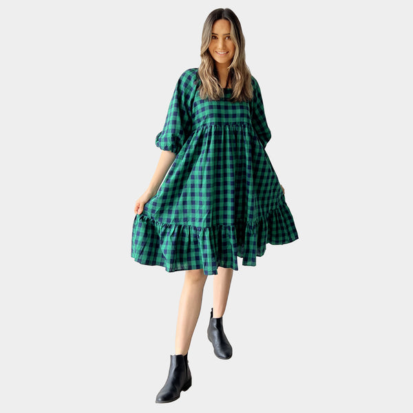 AM02319 GINGHAM WITH LINING DRESS