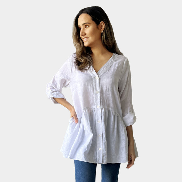 AM02484 100%LINEN CARDIGAN TOP