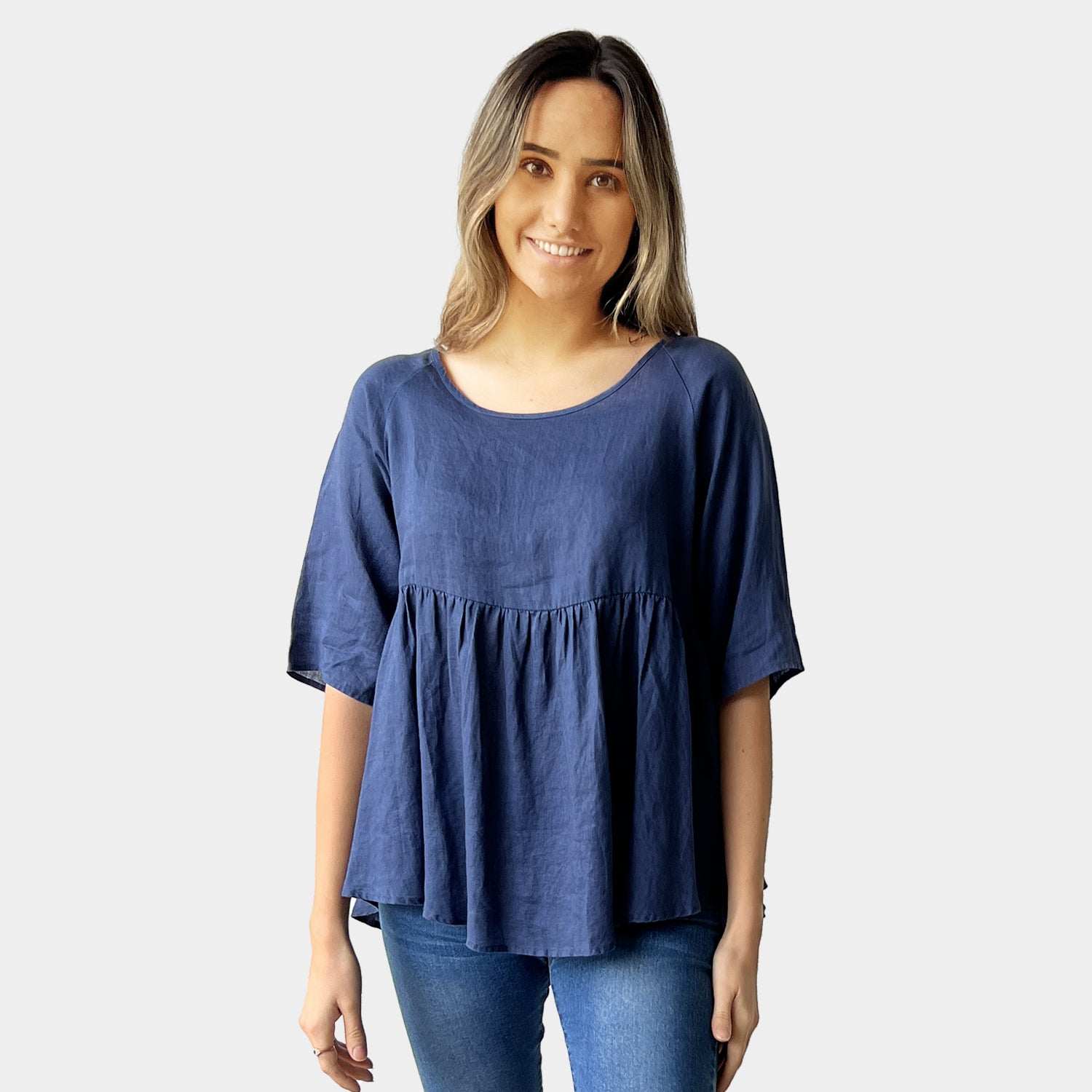 AM01122 100%LINEN TOP