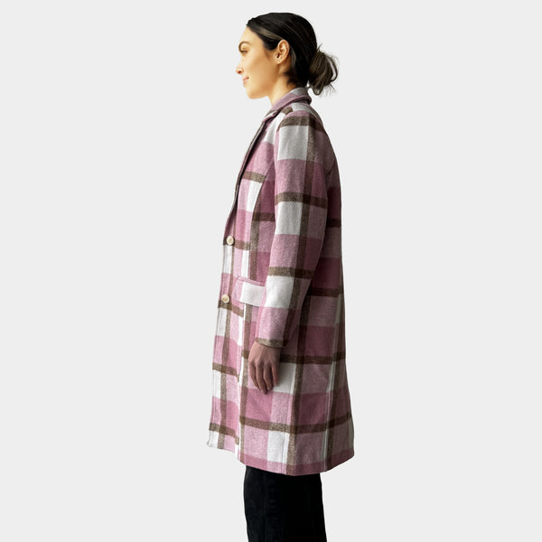 AM023028 PINK GINGHAM WARM COAT