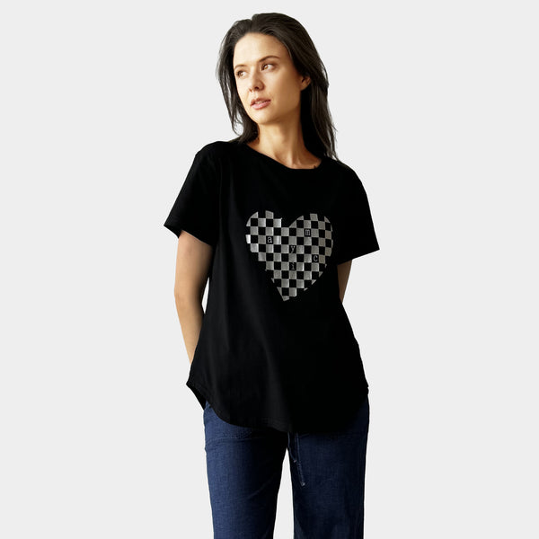 AM24050 CHECK LOVE PRINT TEE