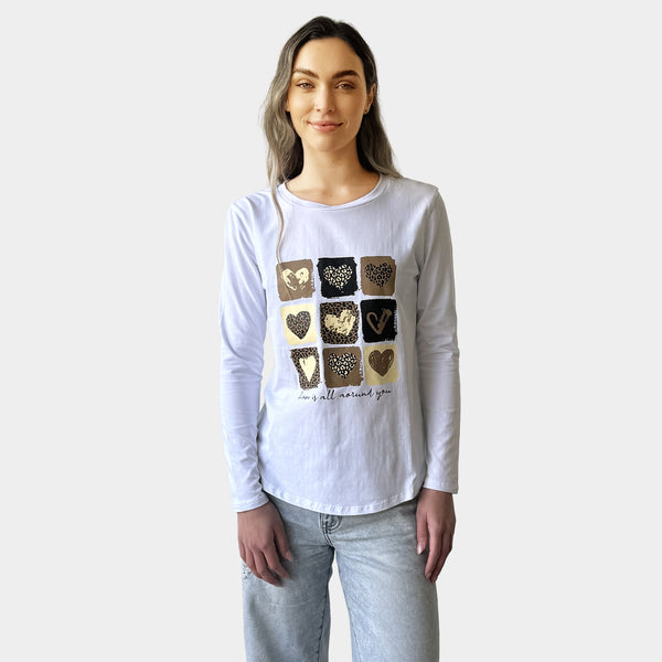 AM024016  MULTI PRINT LONG SLEEVE TEE