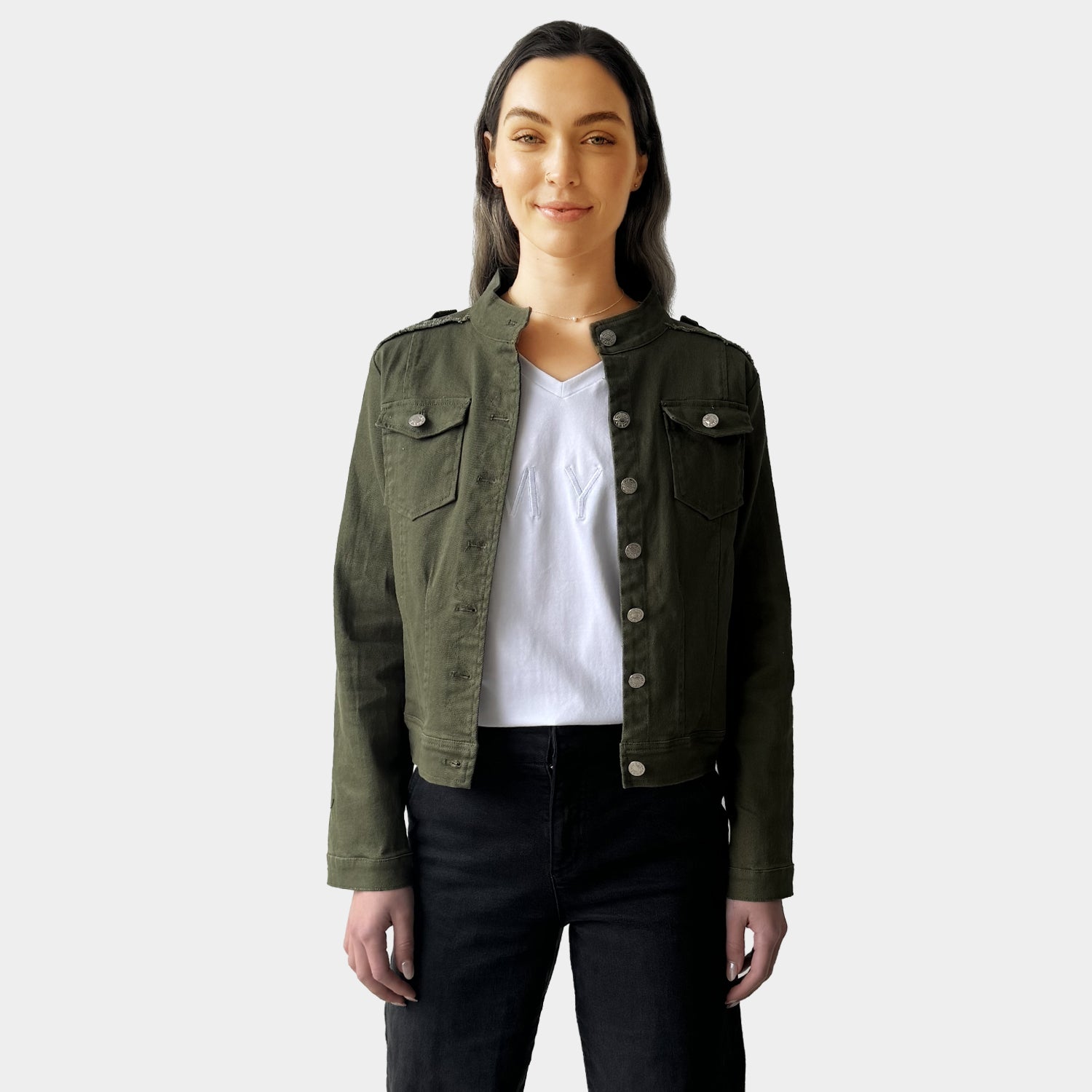 AM023027 SOFT DENIM JACKET    KHAKI