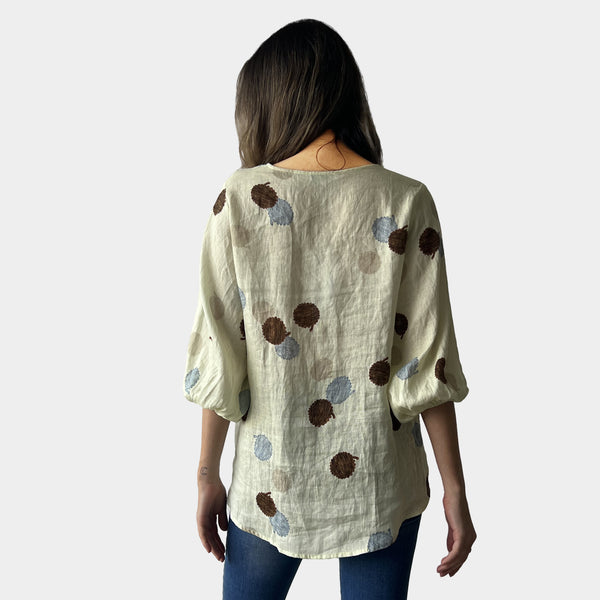 AM02390-1 100%LINEN PRINT TOP