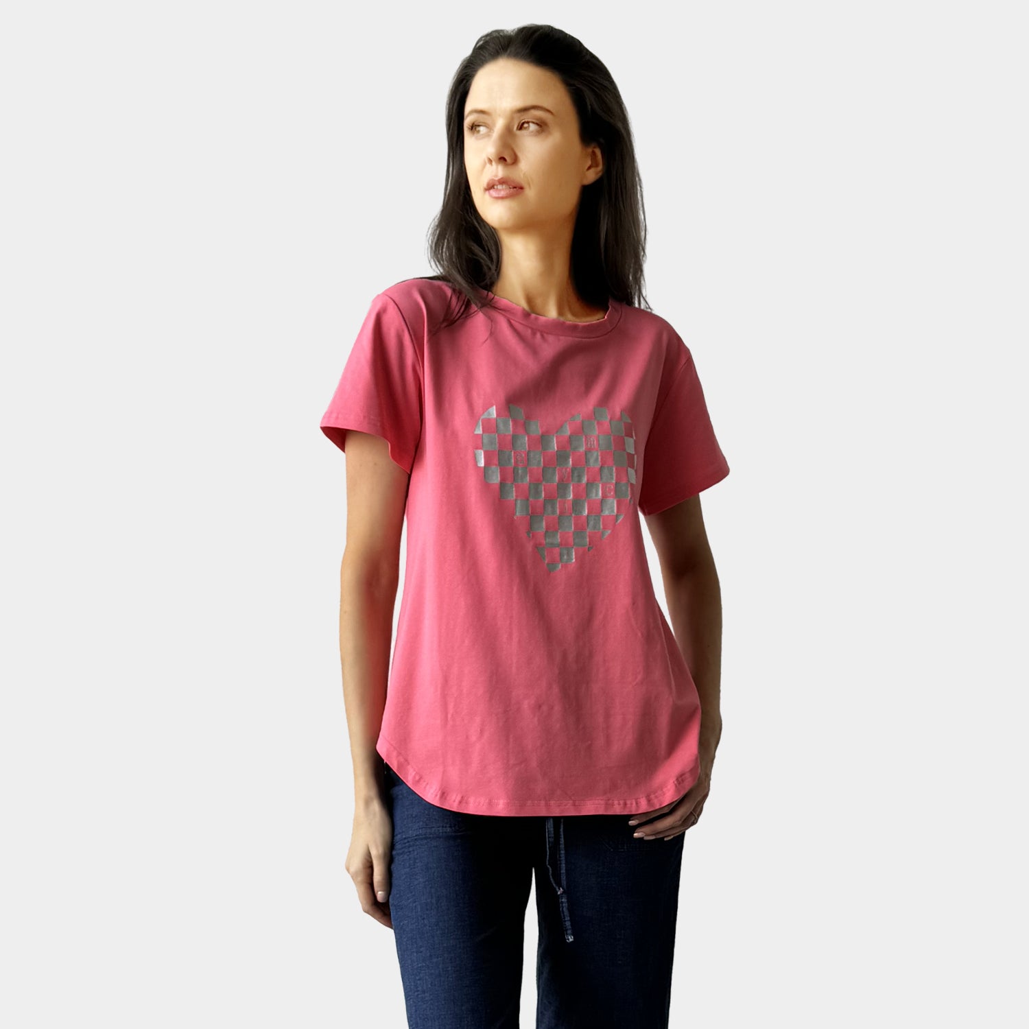 AM24050  CHECK LOVE PRINT TEE