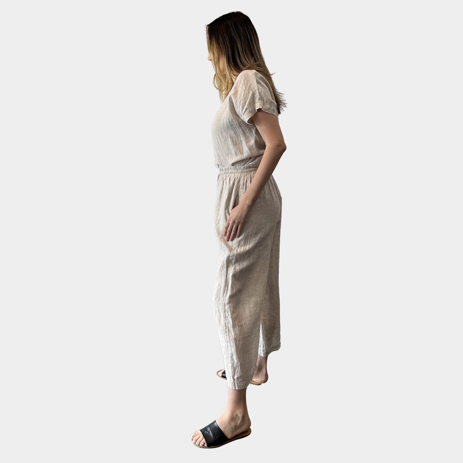 AM0223 SIDE POCKET 100%LINEN PANT