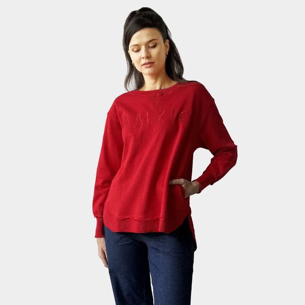 AM022161 RED EMBROIDERY SWEATSHIRT