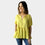 AM022169 100%LINEN BUTTON V NECK TOP