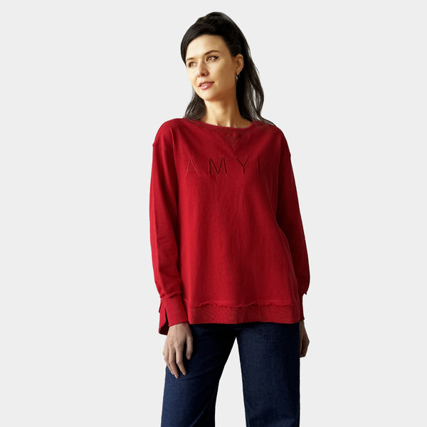 AM022161 RED EMBROIDERY SWEATSHIRT