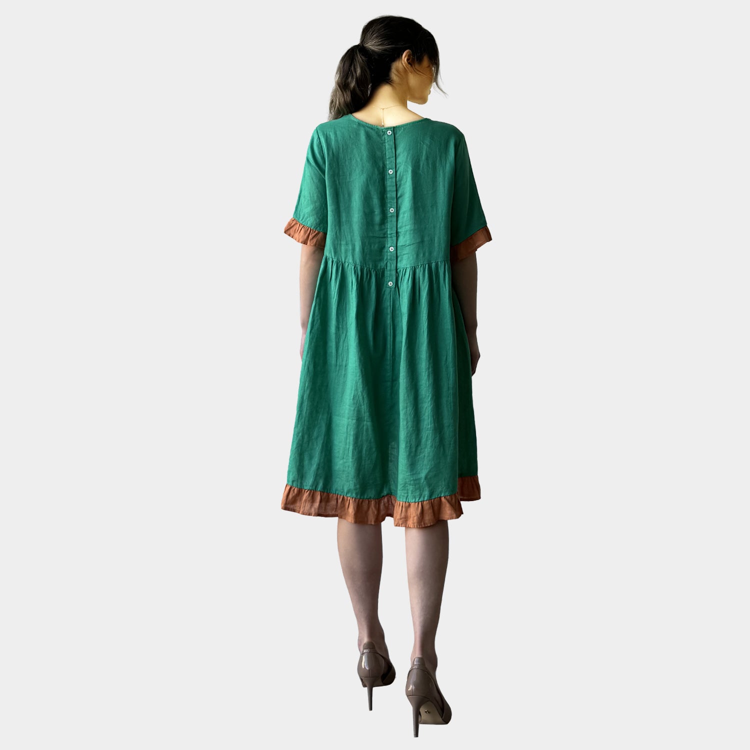 AM0225 FUNKY MIX 100%LINEN DRESS