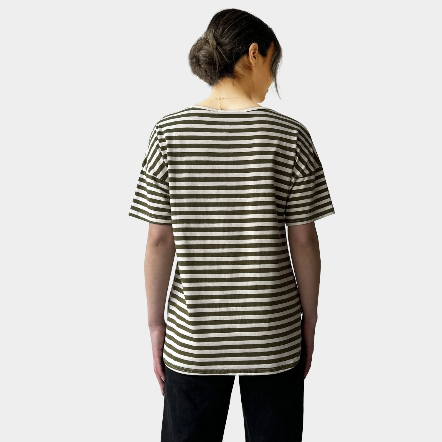 AM023066 STRIPE & EMBROIDERY LETTER TEE