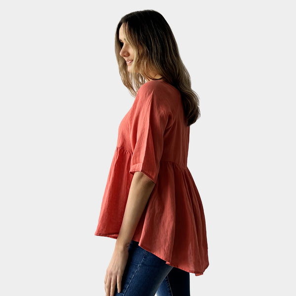 AM01122 100%LINEN TOP