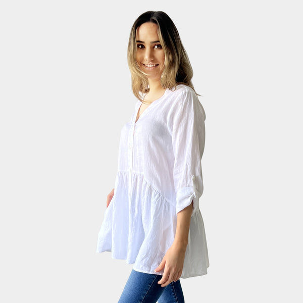 AM02484 100%LINEN CARDIGAN TOP